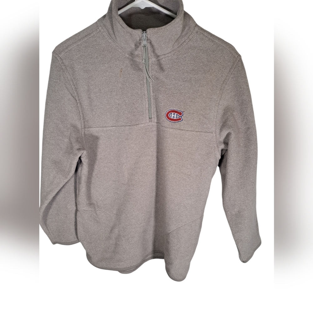 Antigua Grey Fleece Canadians Sweater with 1/4 Zip Size Large